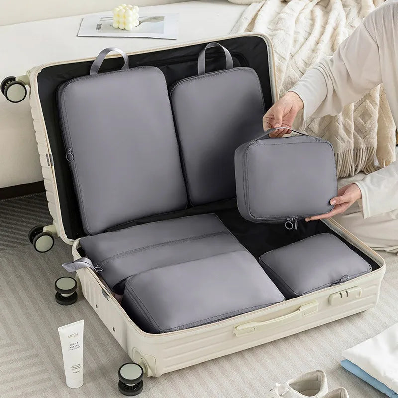 6 pcs Travel Compression Packing Cubes Luggage Bag Handheld Clothes Storage Bag Portable Suitcase Expandable Saver Space Bag