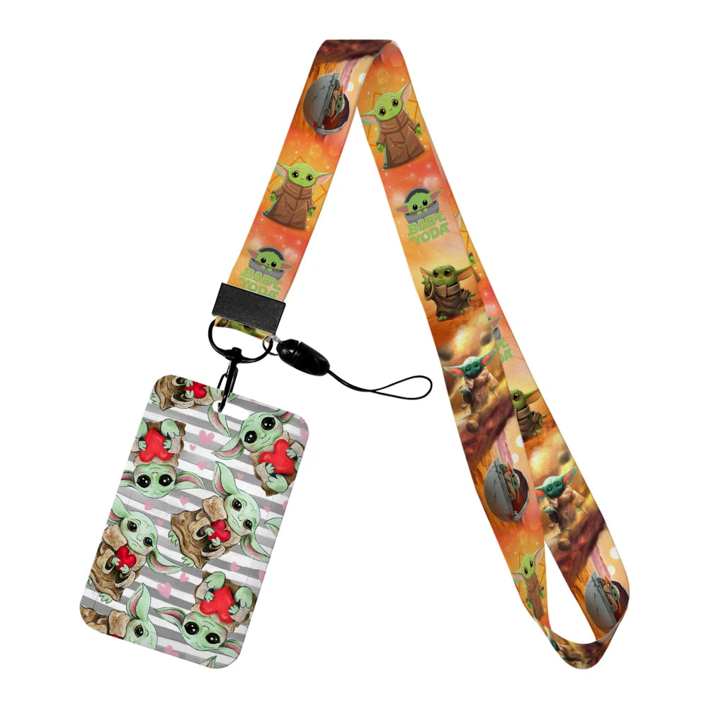 Cartoon Yoda Disney Card Holder Lanyards Minnie Card Holders Neck Strap for Keychain Kids Door Badge Holder Boy Girl Card Case
