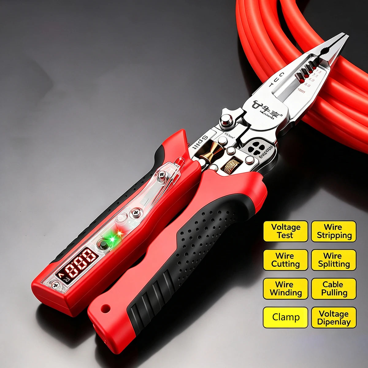 10 In 1 Rechargeable Wire Stripping Pliers With Voltage Tester Multifunctional Electrician Cutting Motorcycle Repair Tool