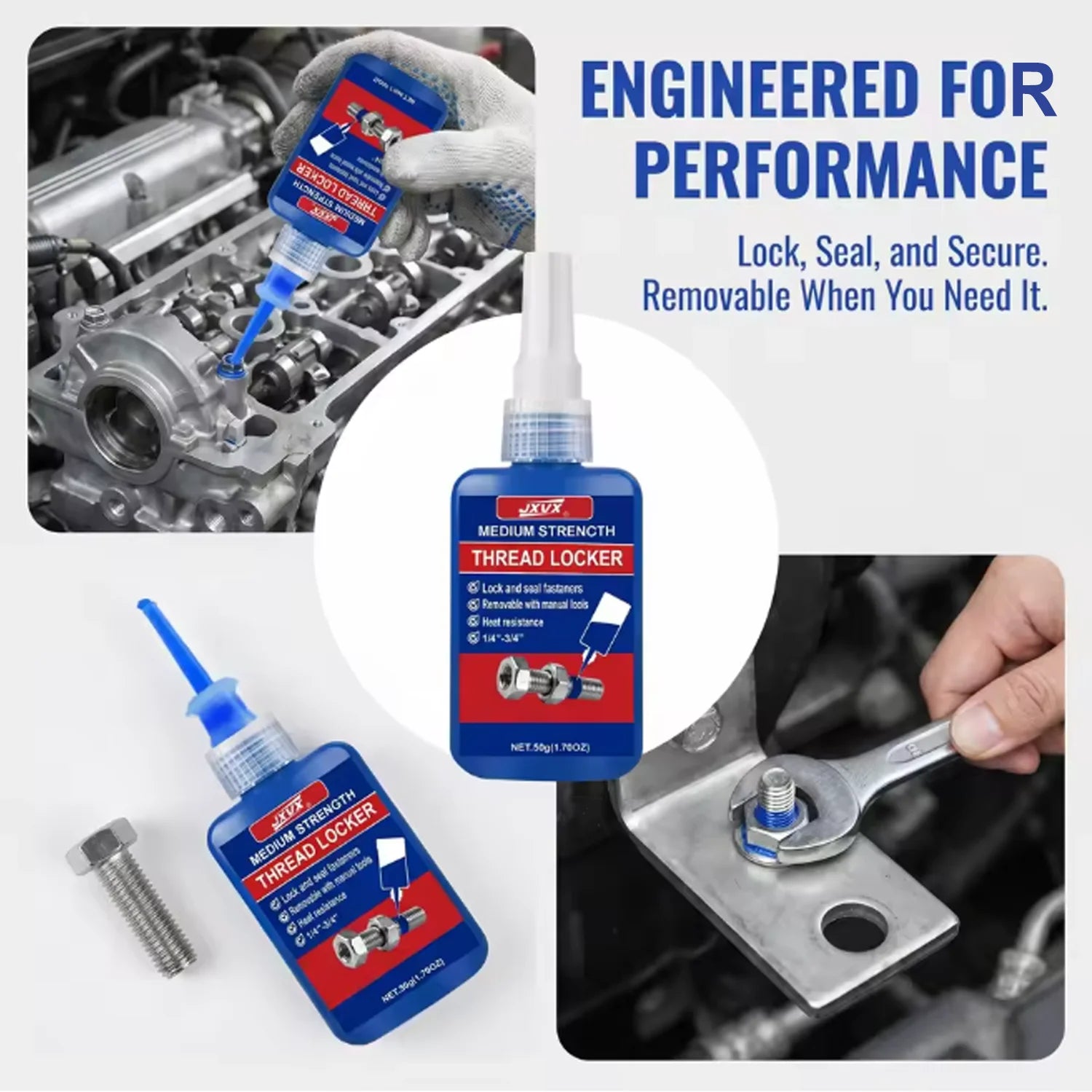 New 50ml Screw Glue, Fast Curing Threading Agent, Anaerobic Adhesive, Corrosion Resistant, Anti-Peeling, Medium Strength Blue Th