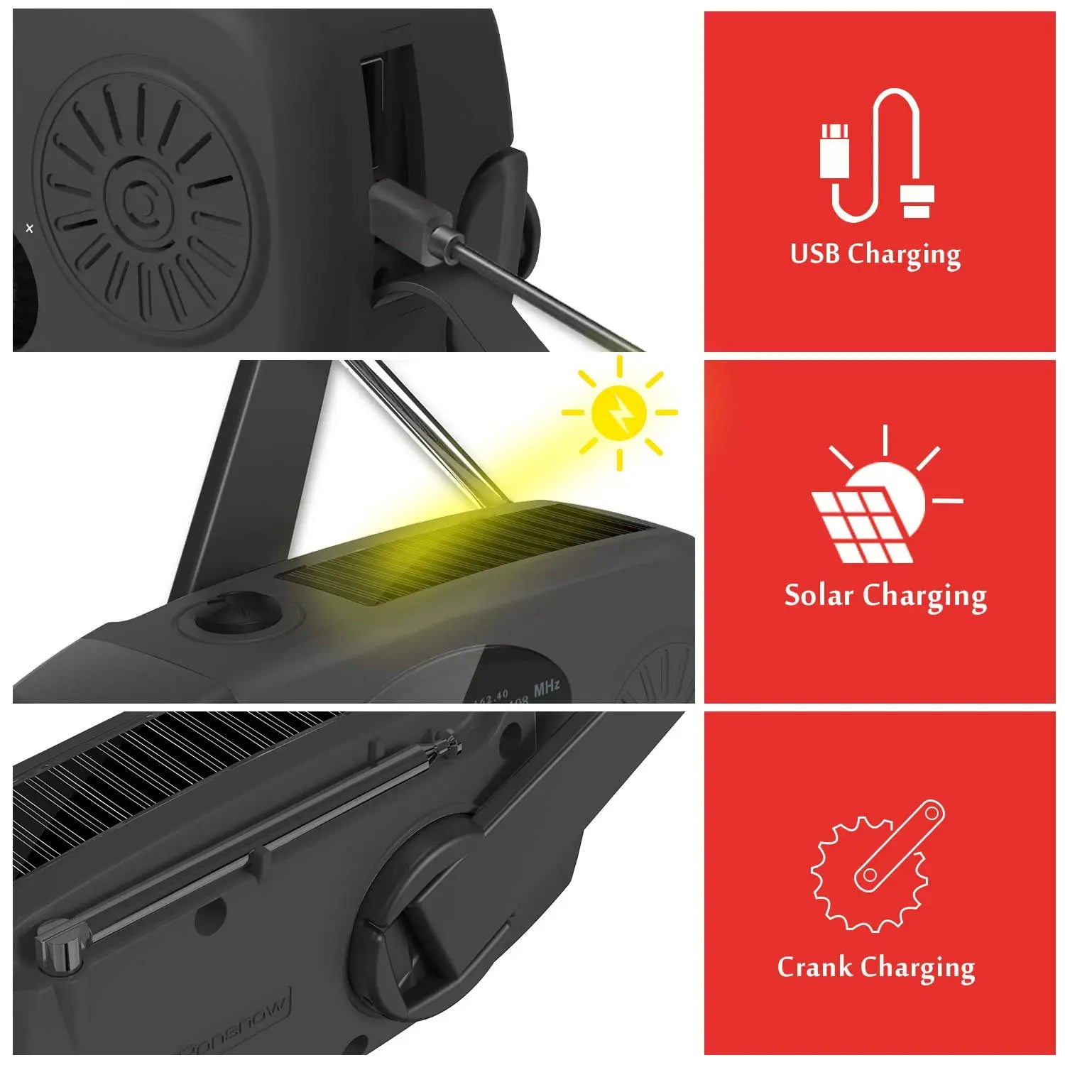 Multifunctional Portable Hand Crank Power Generation Emergency Radio Solar Disaster Prevention FM AM WB NOAA Power Bank