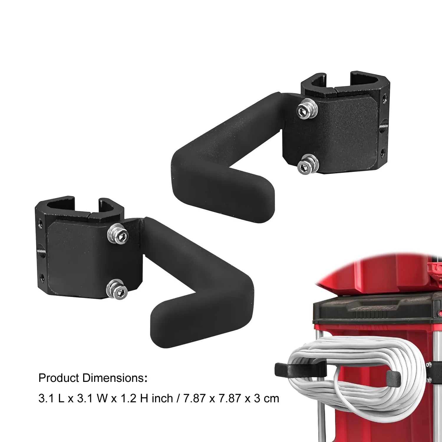Extension Cord Holder Compatible with Milwaukee Packout Toolbox, Cord Storage Organizer, Space-Saving Corner Rail Clips