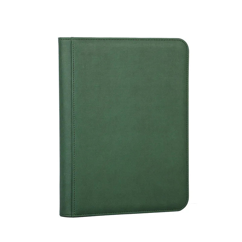 9/12 Pocket Leather Trading Card Album Folder - 360/480 Side Loading Pocket Binder Full Zipper for Game Cards & Sports Cards