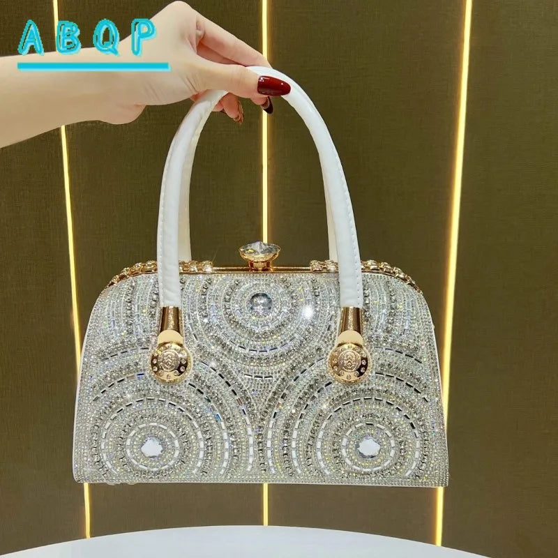 New Dinner Handbag Luxury Brand Diamond-encrusted Sparkling Dinner Party Handbag Fashion Trend Women's Shoulder Crossbody Bag