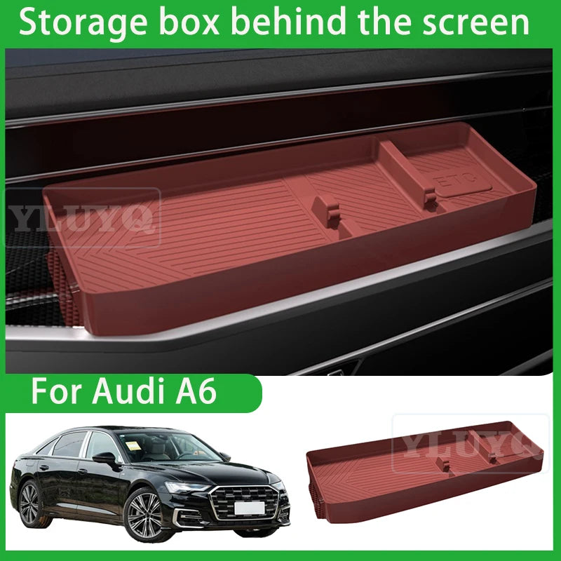 For Audi 2019-2025 A6/A7 Rear Screen Storage Box Instrument Panel Silicone ETC Storage Box Car Interior Accessories