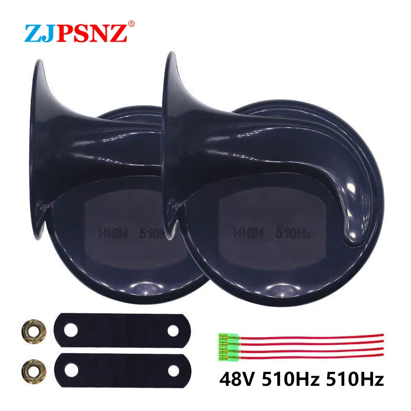 Car Motorcycle Snail Horn 12V 48V 60V 72V 510Hz Electric Air Horn Scooter Truck E-Bike Auto Waterproof Snail Horn Super Sound