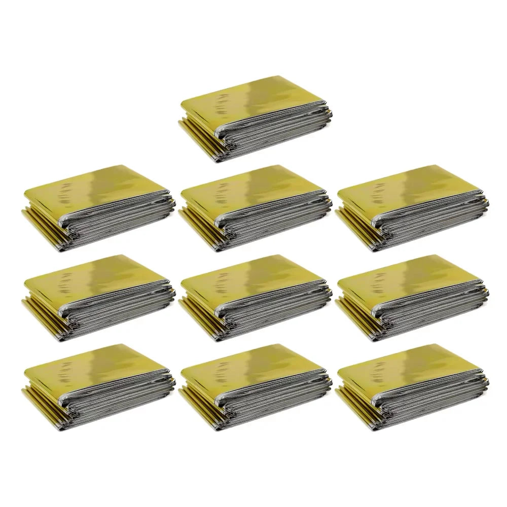 2/3/5/10Pcs Folding Emergency Blanket – Waterproof Windproof Sunshade for Camping & Survival