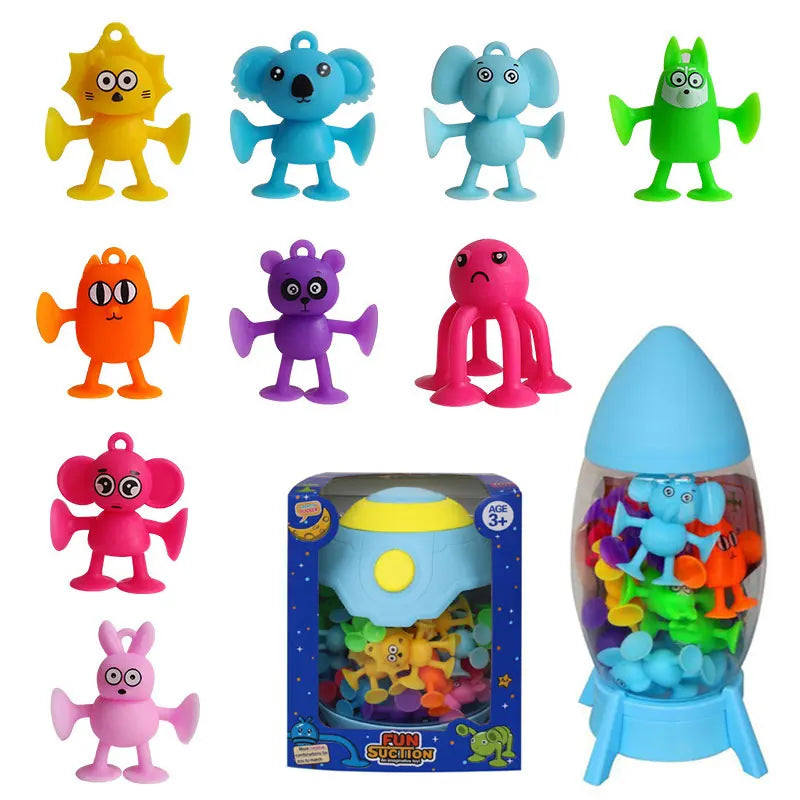Montessori Animal Silicone Soft Building Blocks Children Toys DIY Suction Cup Assembly Construct Sensory Play Educational Toys