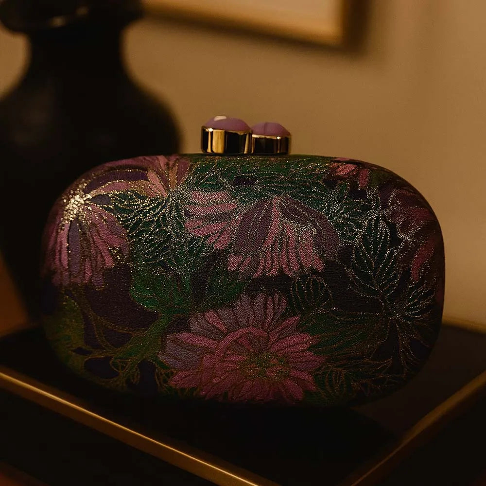 New Single Shoulder Flower Cloth Bag Styling Bag Banquet Handbag Vintage Oval Evening Clutch Bag Mini Wedding Bridal Purse