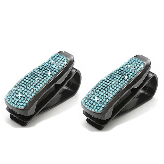 Car Sun Visor Sunglasses Clip Diamond Glasses Holder Eyeglasses Clips Card Ticket Holder Fastener Glasses Case Auto Accessories