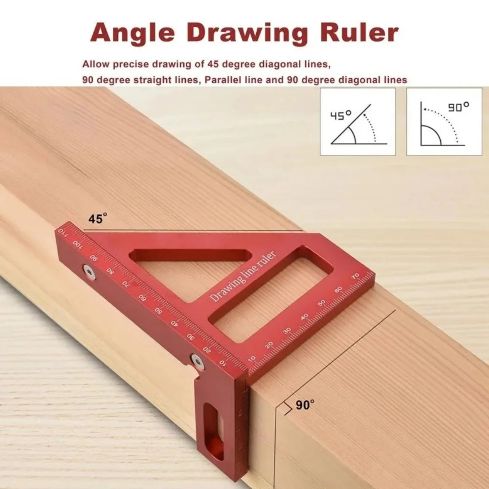 Carpenter Triangle Ruler Aluminum Alloy Miter Square Protractor High Precision Woodworking Measuring Ruler Tool For Engineer DIY