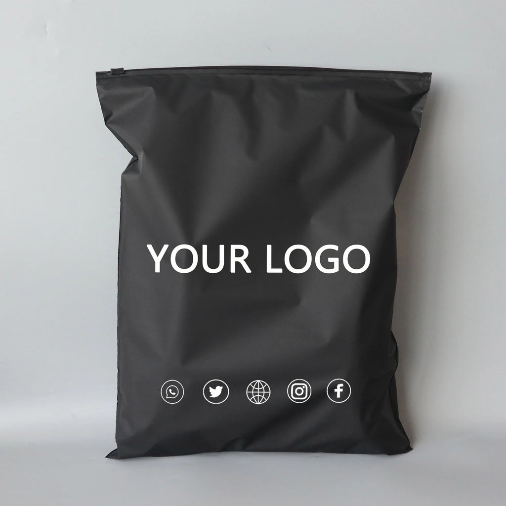 50pcs Frosted zip seal ziplock plastic bags for clothing Zipper Bags with Logo Printed for Clothing Coat Jeans Hoodies Package