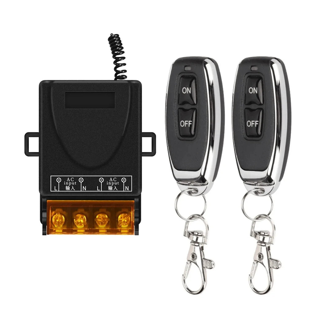 Relay Receiver + On/Off Transmitter AC 220V 20A 1CH 433Mhz Wireless Remote Control Switch RF For Electric Appliance Lamp