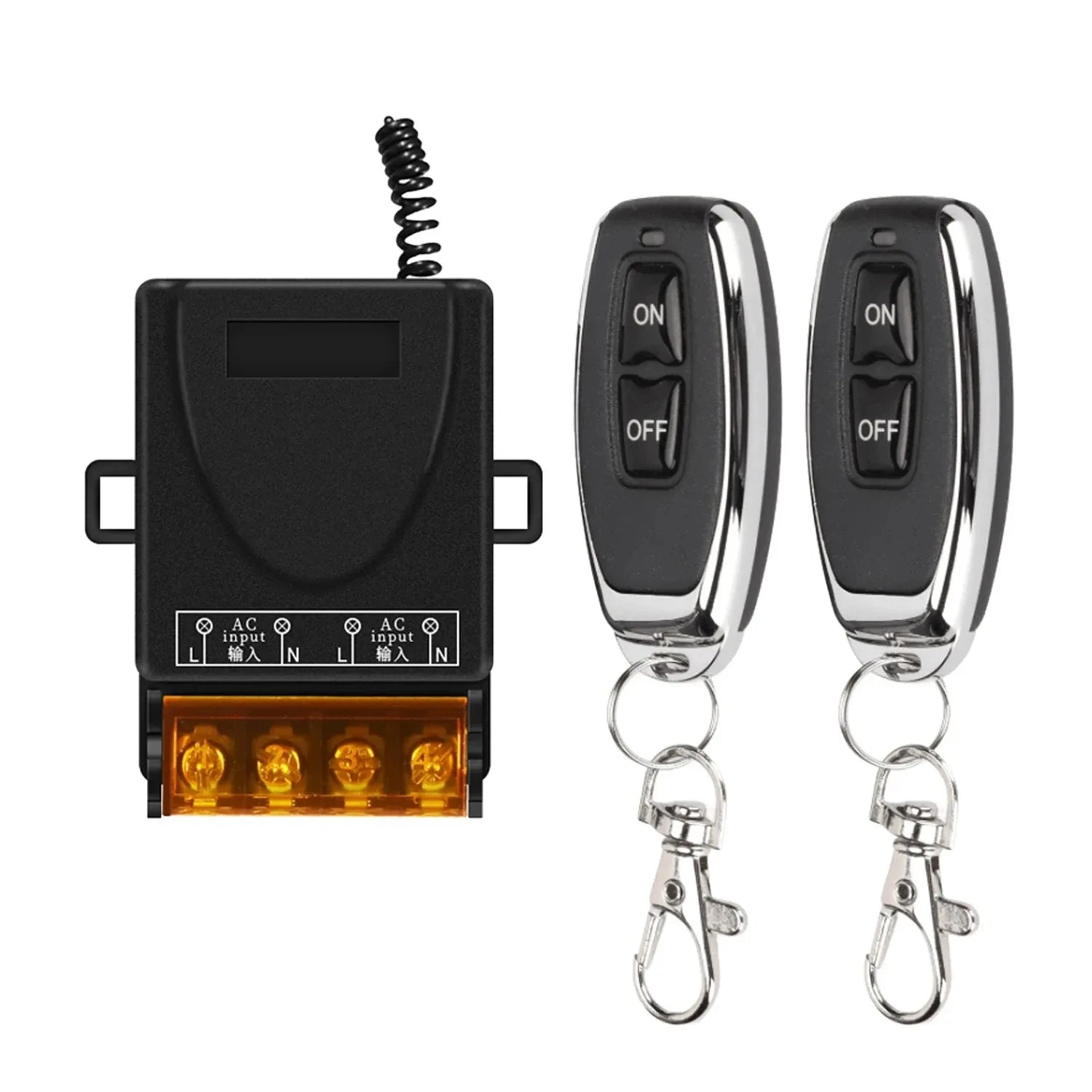 Relay Receiver + On/Off Transmitter AC 220V 20A 1CH 433Mhz Wireless Remote Control Switch RF For Electric Appliance Lamp