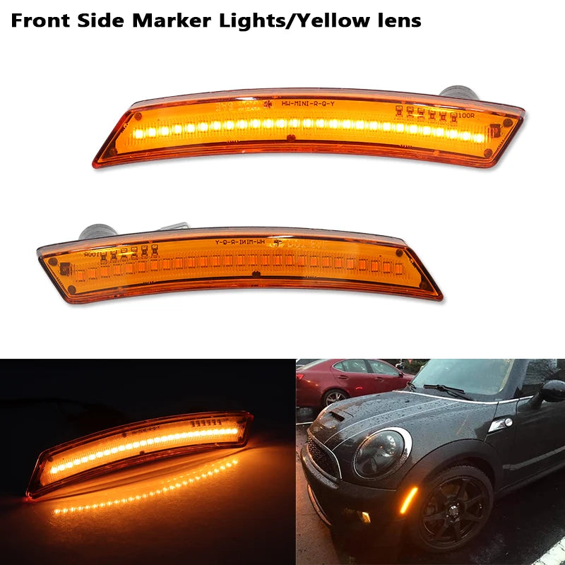 For Mini Cooper R55 R56 R57 R58 R59 R60 R61 Smoked Lens LED Side Marker Lamp Amber Front Red Rear Side Fender Lights