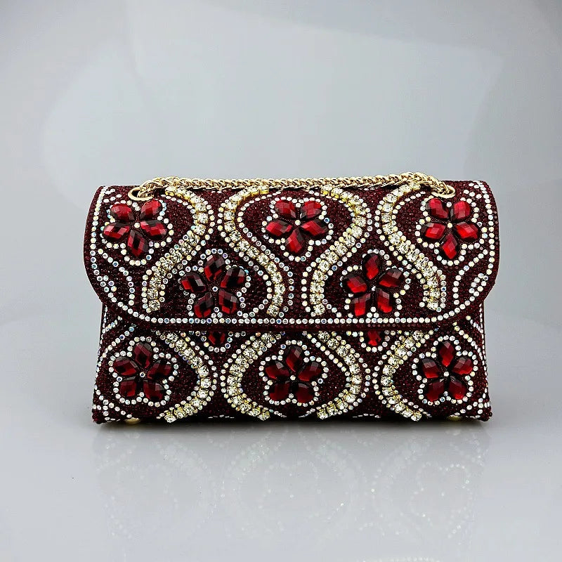 New Fashion Celebrity Rhinestone Bag Clothing Alloy Xiaoxiangfeng Shoulder Crossbody Dinner Bag