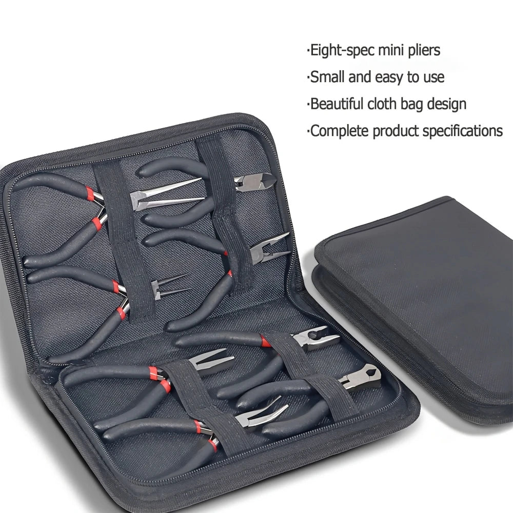 8PCS Jewelry Combination Pliers Kit Mini Hand Tools Storage Packed Carbon Steel Metalworking