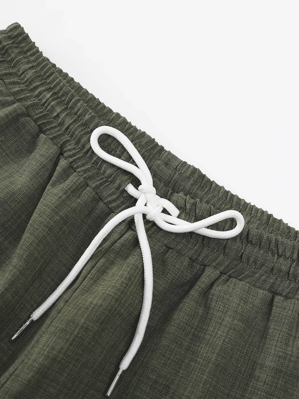 Men's Spring and Autumn Thin Cotton-Linen Two-Piece Set, Army Green Collared Long-Sleeve Shirt and Straight-Leg Pants, Vintage Wooden Button Loose Comfortable Casual Men's Outfit Set
