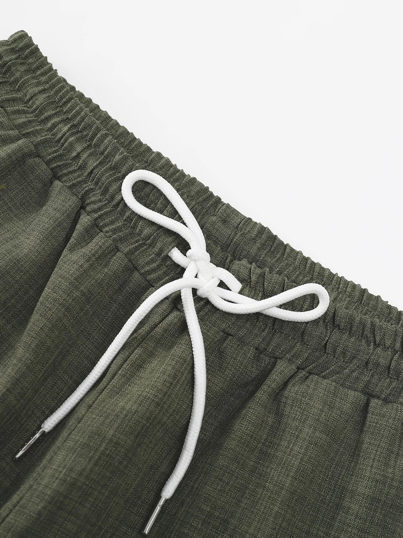 Men's Spring and Autumn Thin Cotton-Linen Two-Piece Set, Army Green Collared Long-Sleeve Shirt and Straight-Leg Pants, Vintage Wooden Button Loose Comfortable Casual Men's Outfit Set