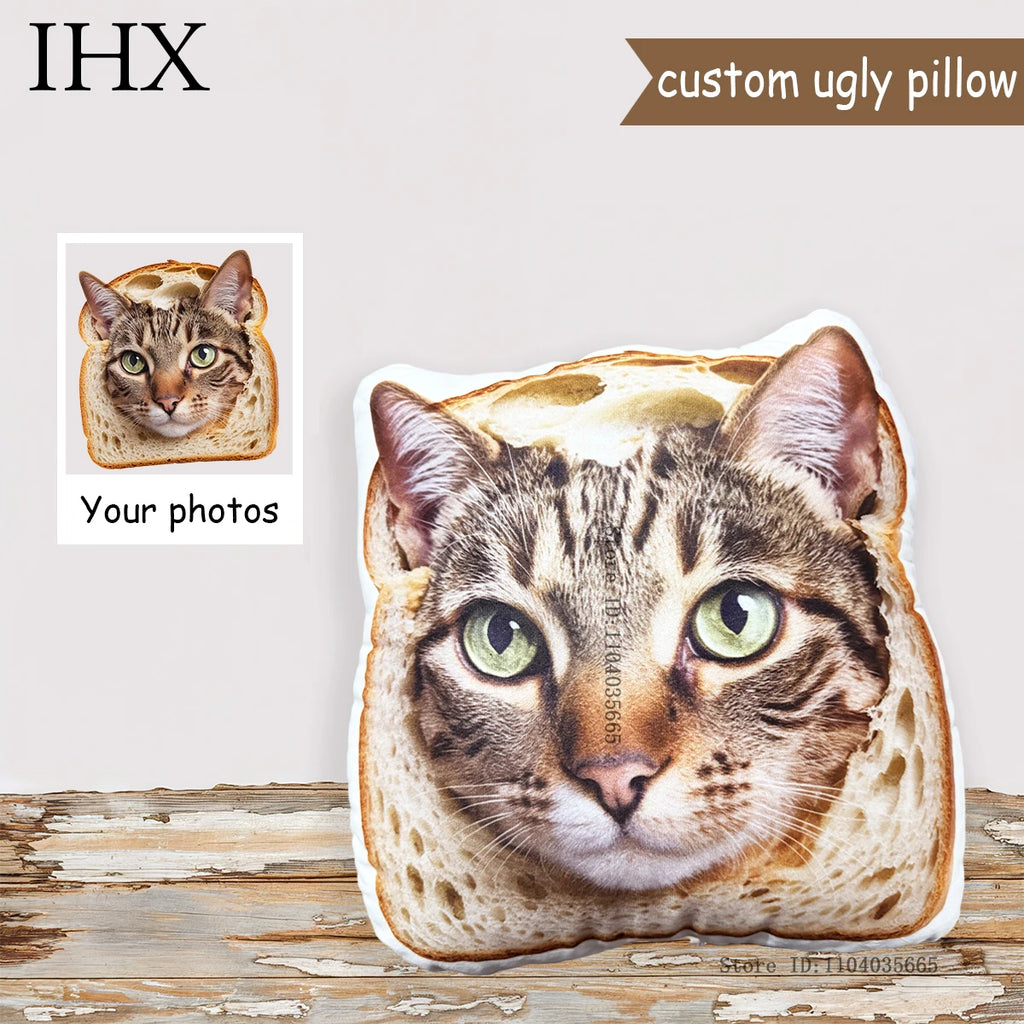 IHX Custom 3D Pet Cat Weird Pillow,Funny Custom Dog Animal Shape Ugly Pillows,Personalized 3D Human Head Photo Portrait Pillow
