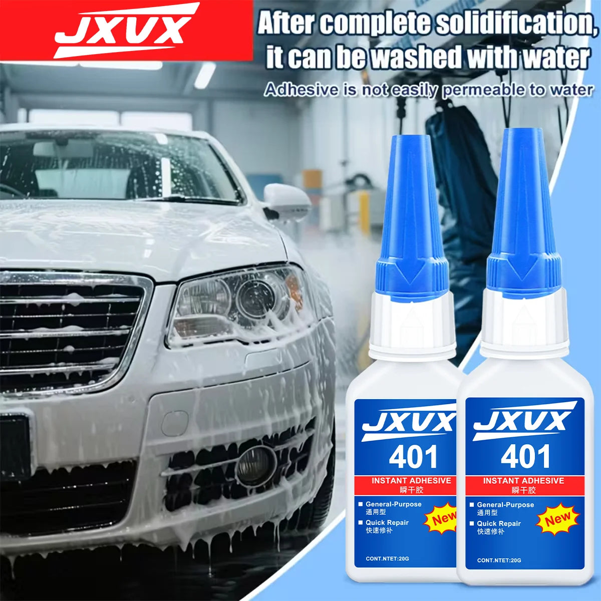 JXVX 20ml 401 Instant Strong Super Glue Universal Superglue Mighty Instant Glue for Resin Ceramic Metal Glass Fast Dry 1-3pcs.