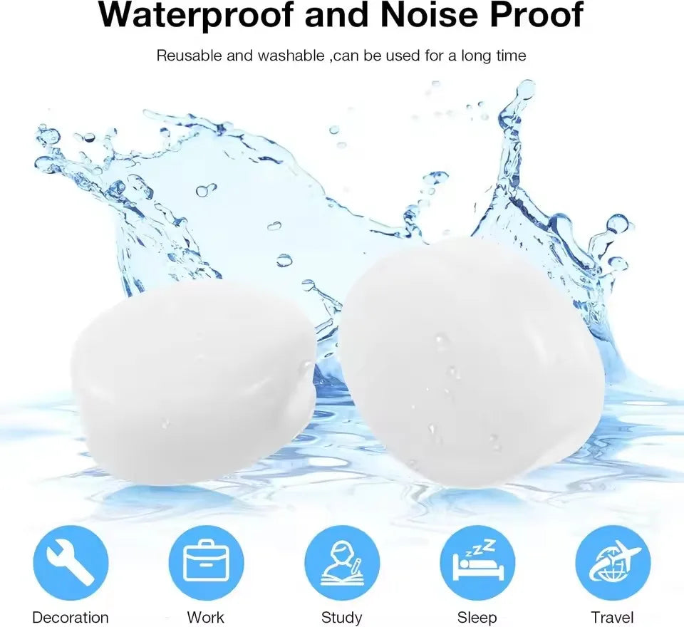 Soft Silicone Earplugs Wax Ear Plugs Reusable Noise Cancelling Gel Ear Plugs Waterproof Earbuds for Sleeping Flying Swimming