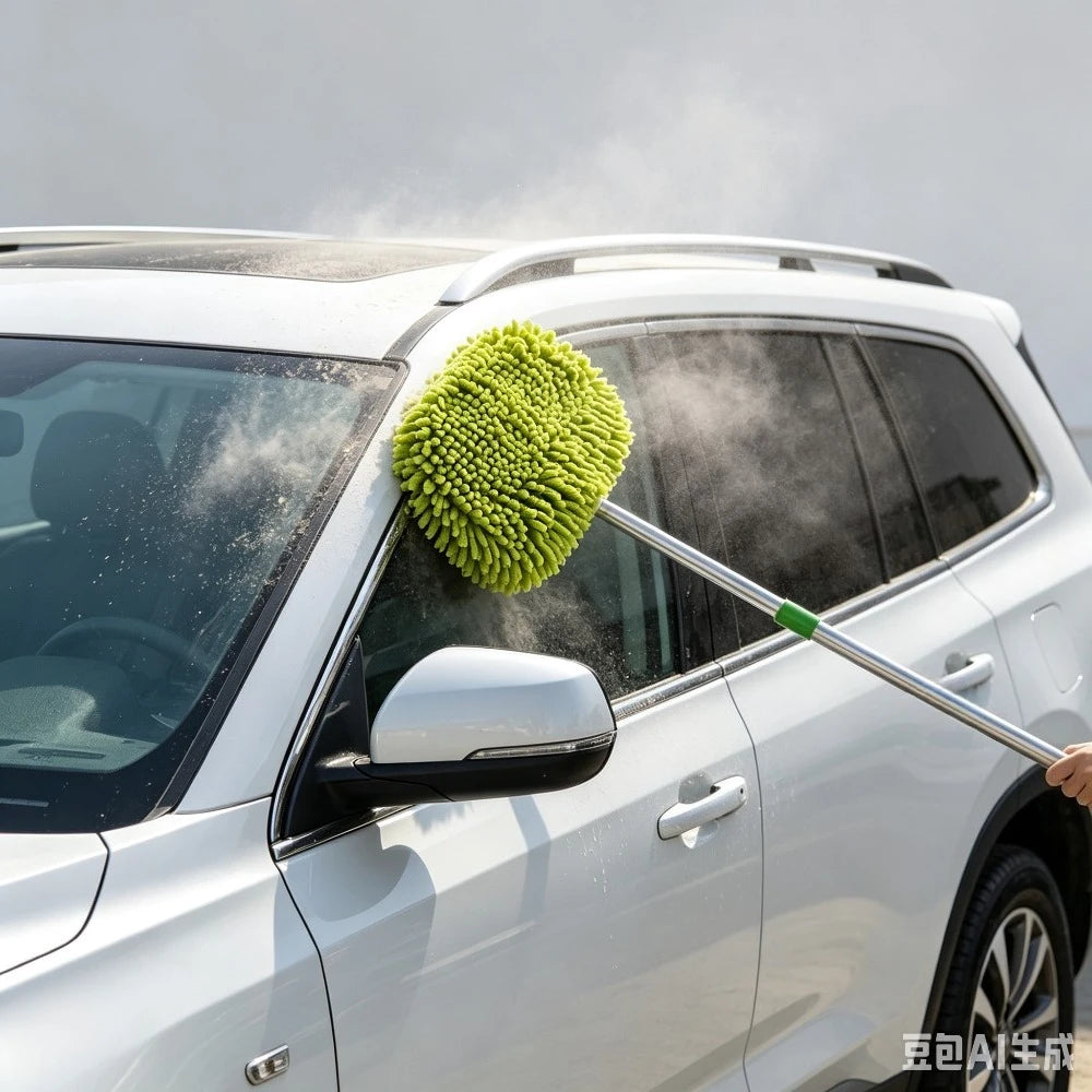 95cm Car Glass Cleaning Long Pole Telescopic Mop Car Dust Removal Tool Car Dust Removal Soft Hair Brush