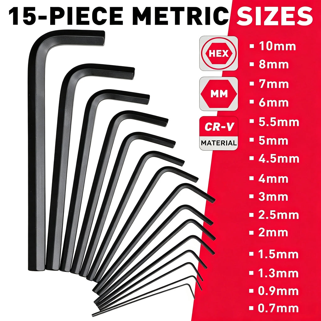 SEDY 32-Piece Hex Key Wrench Set, Metric and SAE Allen Wrenches L Shape Allen Keys, Chrome Vanadium Steelwith 2x Extension Handl
