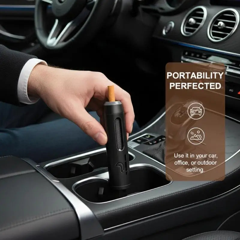 Heat-Resistant Handheld Car Ashtray - Anti-Ash Falling Smoking Tool - Spill-Proof Cigarette Holder with Easy-Clean Design