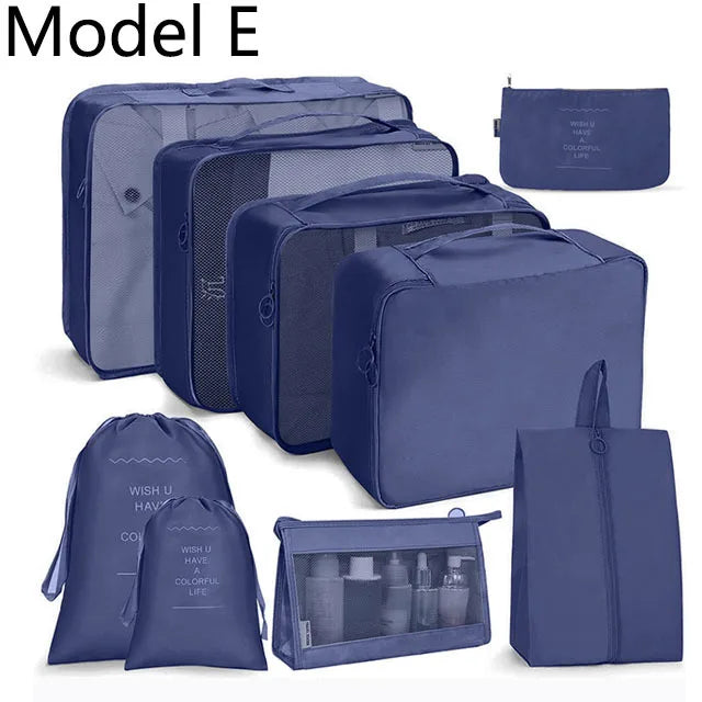 9Pcs/set High Quality Luggage Storage Bags For Packing Cube Clothes Underwear Cosmetic Bag Travel Suitcase Organizer Bag Pouch