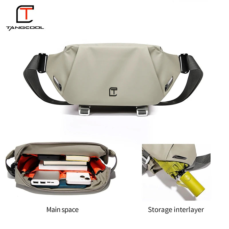 TANGCOOL Adjustable Strap Crossbody Sling Bag Multi Layer Pocket Waterproof Outdoor Daily Shoulder Messenger Bag