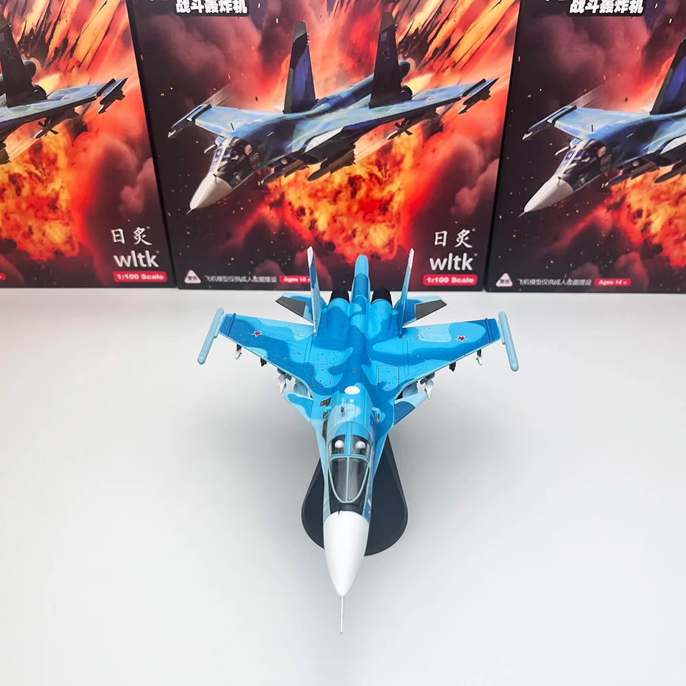 1/100 Scale SU34 Fighter Bomber Russian Sukhoi Cy-34 SU-34 Fullback Diecast Metal Military Plane Model Collection or Gifts