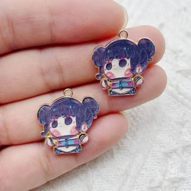 10pcs Cartoon Anime Pendant Oil Drop Alloy DIY Earrings Keychain Pendant Accessories