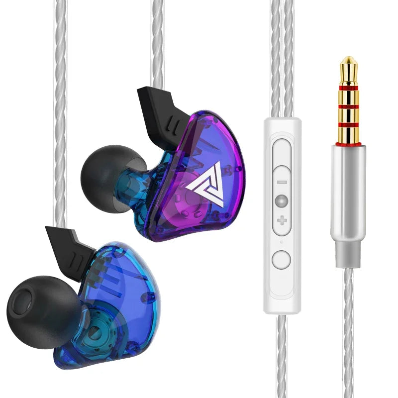 QKZ AK3 FiLe Wired Earphone with Microphone HiFi Music Monitor Bass Headphones Noise Cancelling Headset For Sport Gaming Earbuds