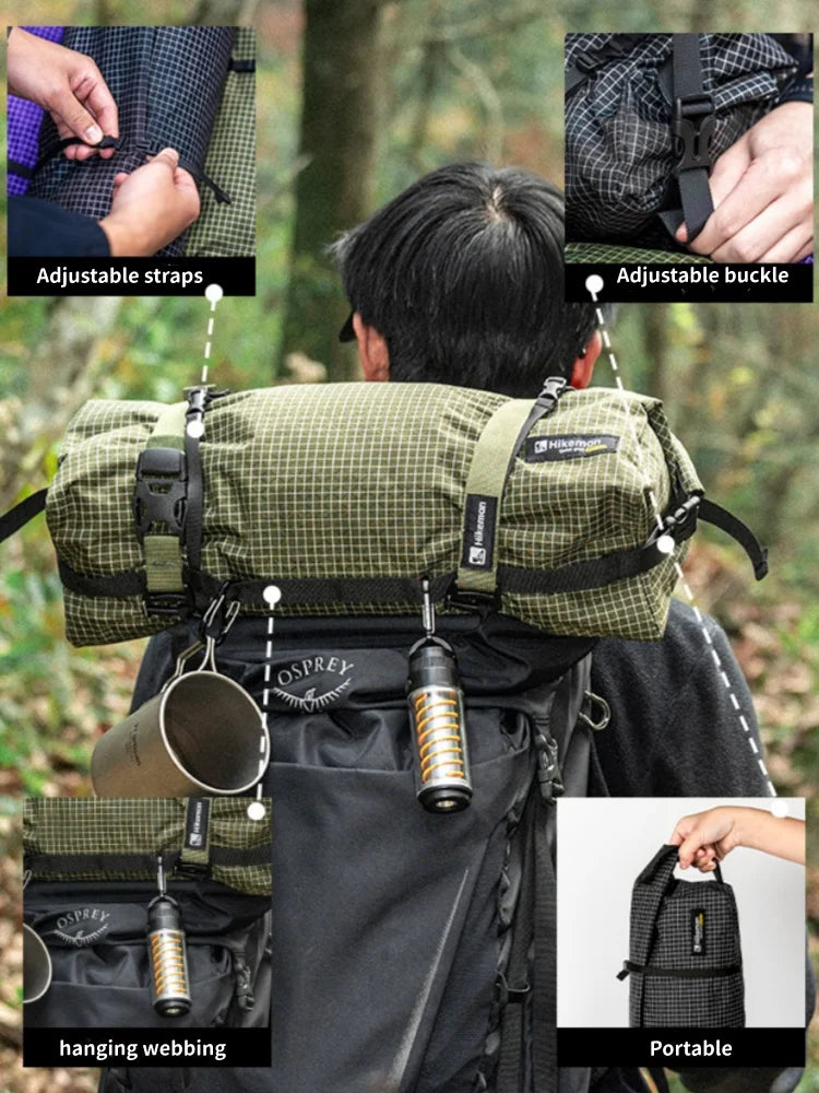 HIKEMAN 12L Backpack Top Bag Ultralight Waterproof Roll Storage Pouch Outdoor Hiking Camping Backpack Extension Pocket