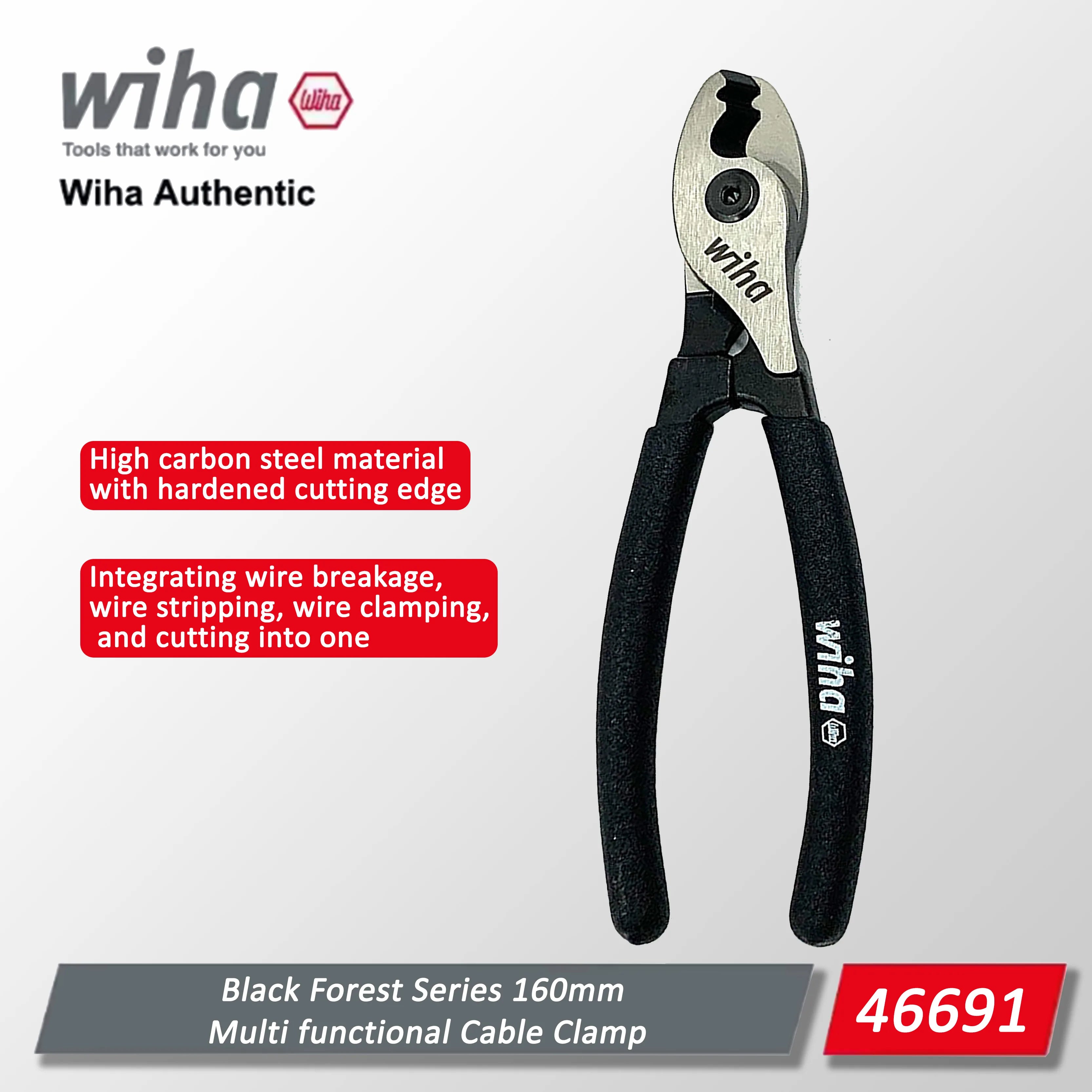 Wiha Black Forest Multifunctional Cable Pliers, Professional Electrician Tool Cable Cutters, 180° Flip Small Double-Edged 46691