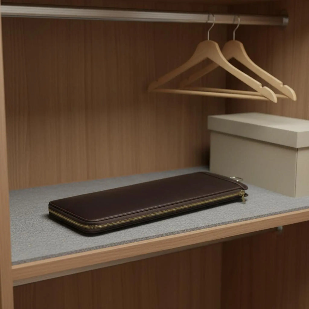 Leather Tie Travel Case Hook Design Leather Tie Box Necktie Storage Box Slim for Travelers