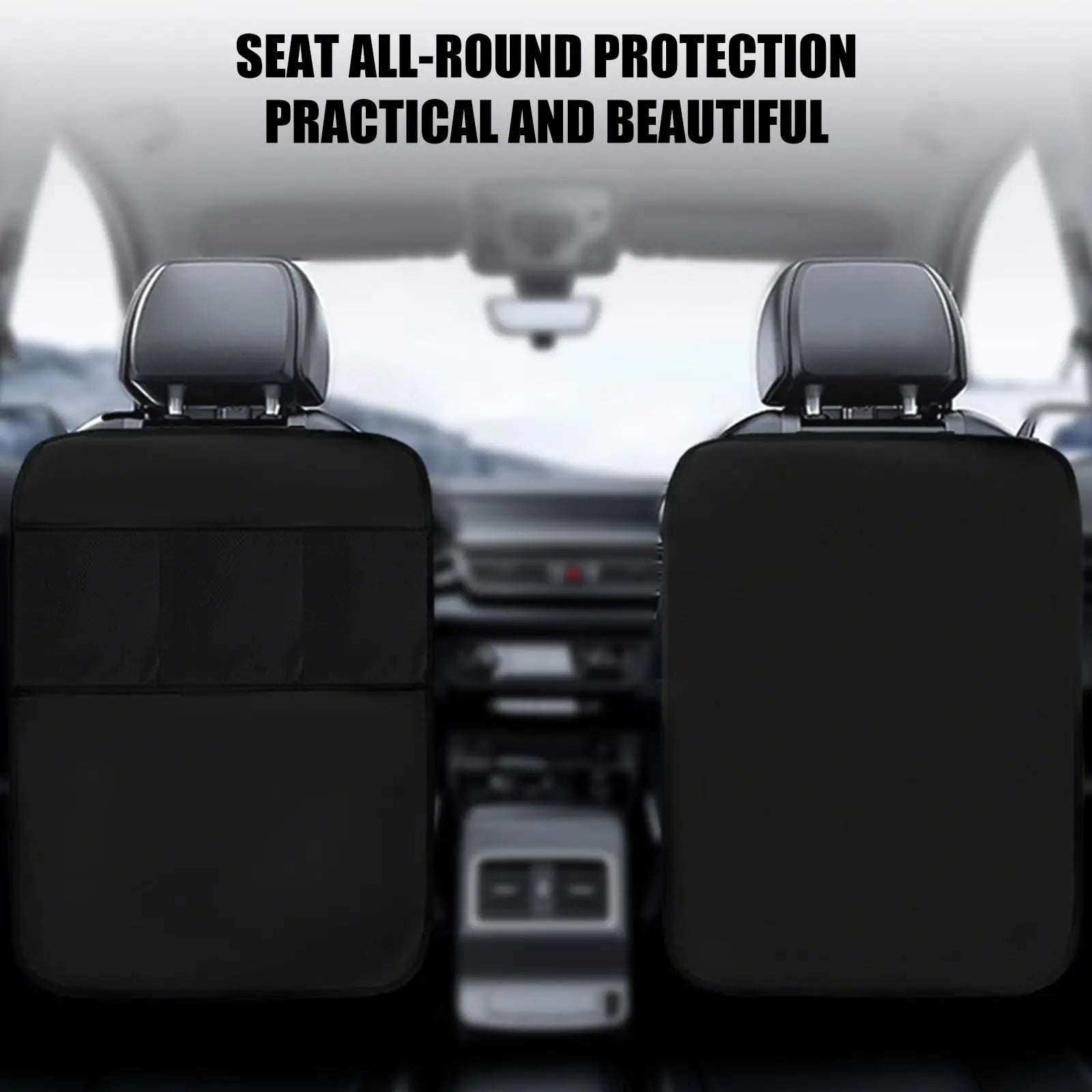 Car Seat Back Anti-Kick Pad with Storage Pocket, Universal Auto Seat Back Cover Protector