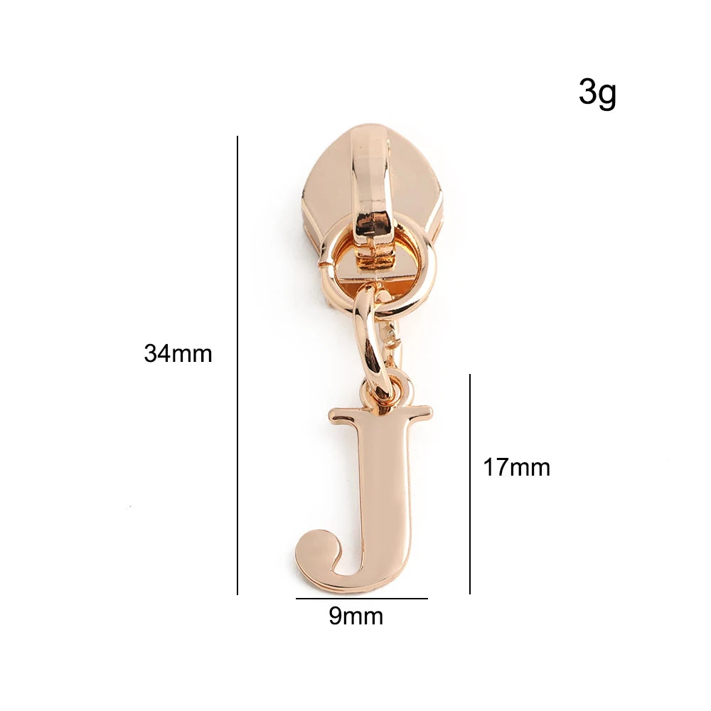 20/50PCS 5# Nylon A-Z English Initial Letter Zipper Puller Slider For Create Personal Logo Bag Purse Trinkets Gift Accessories