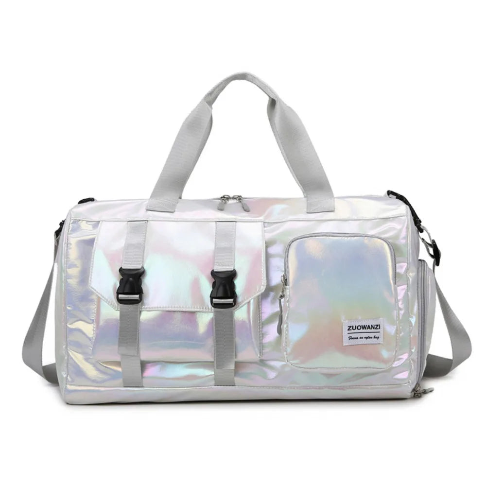 Pack Pearl Glossy Gym Bag Waterproof Large Capacity Fitness Training Handbag Carry-On Wet Dry Separation Travel Luggage Bag Yoga