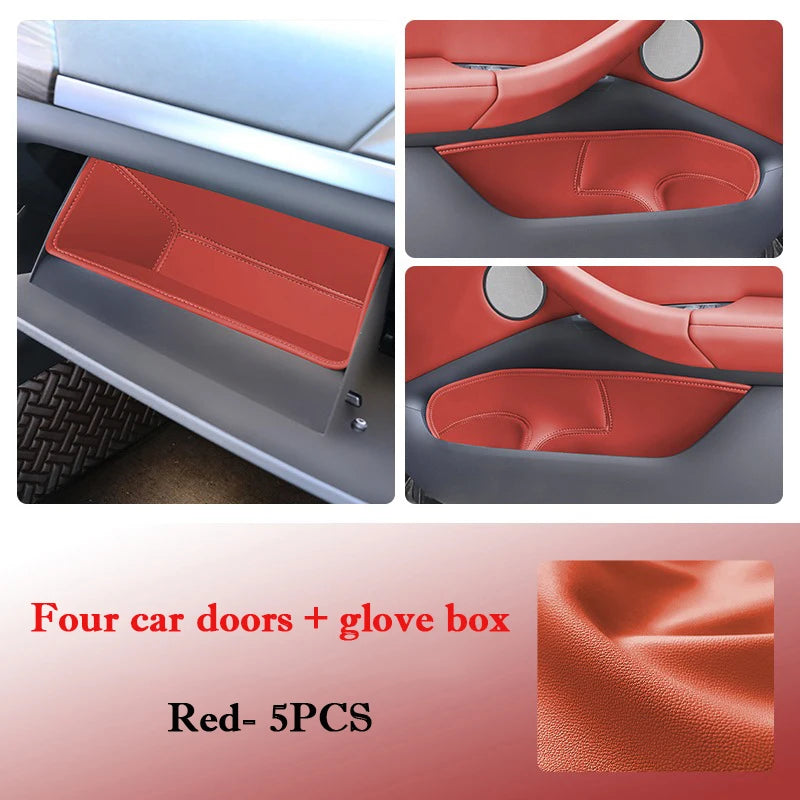 For BMW X3 iX3 2018 - 2025 Car Door Slot Storage Box Leather Protective Pad Cover Glove Box Storage Barrel Interior Accessories