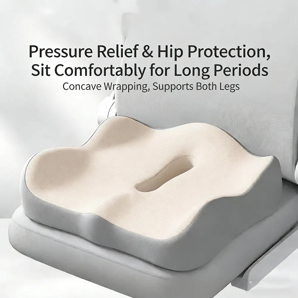 Car Seat Memory Foam Cushion Lumbar Support Soft Elastic Office Chair Pad Seat Cushion Suit for Desk Office Use Pain Relief