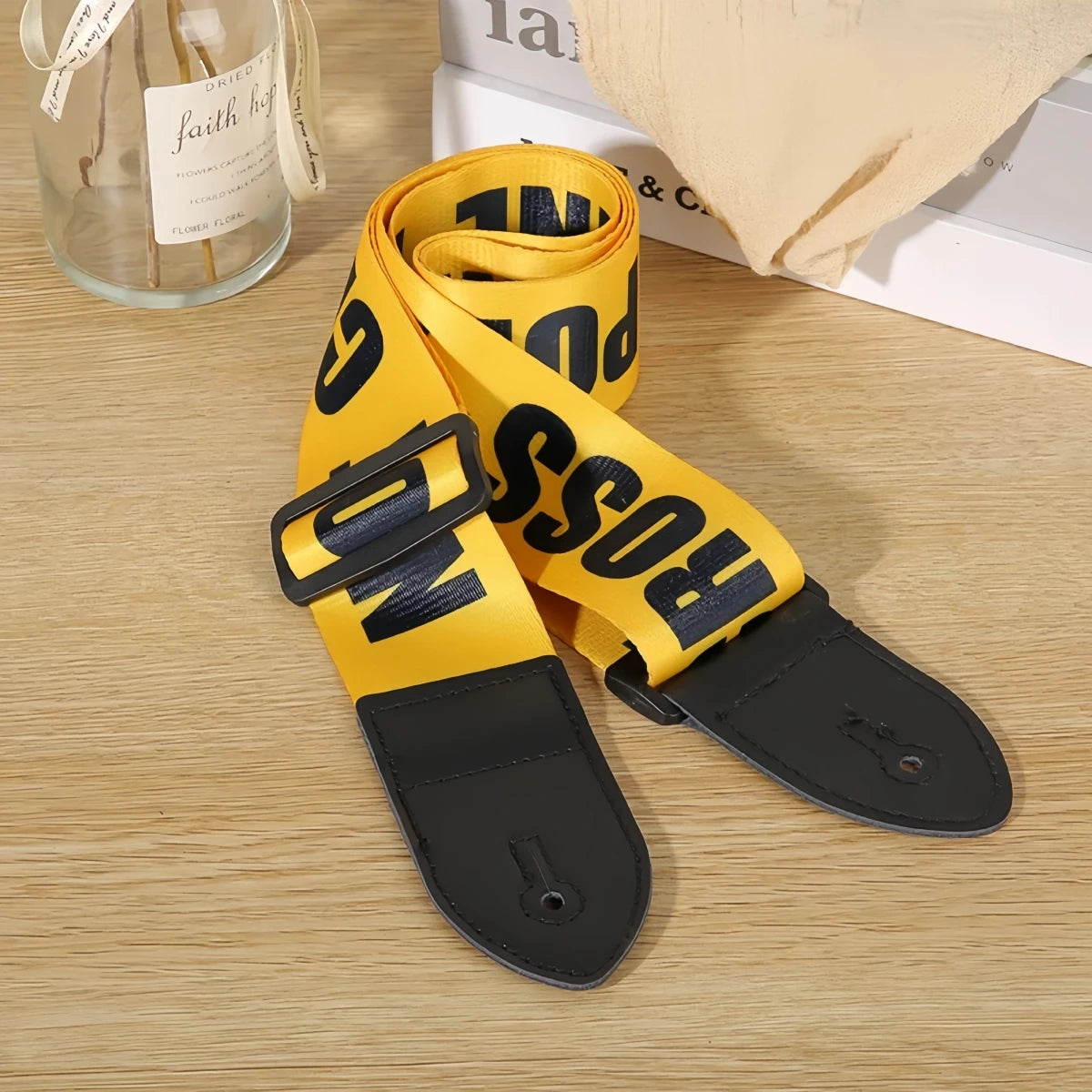 Miwayer 1pc Extra Wide Acoustic Guitar Strap, Leather Belt Adjustable Shoulder Strap with Artistic Print for Guitar & Bass