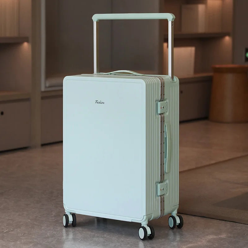 2026 new high-end wide pull rod luggage, aluminum frame travel suitcase, sturdy large capacity boarding case