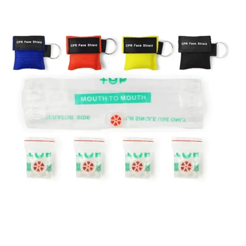 1~10pc Outdoor Rescue Health Care Tools Jetting Resuscitator MaskKey chain First Aid Emergency Face Shield CPR Mask Professional