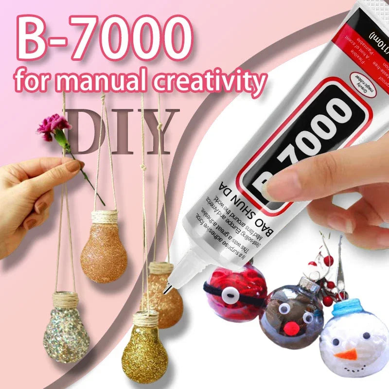 B-7000 Fabric Glue Permanent, Fabric Glue for Patch, Clear Fabrics Adhesive,Permanent Washable,for All Cotton, Denim, Polyester.