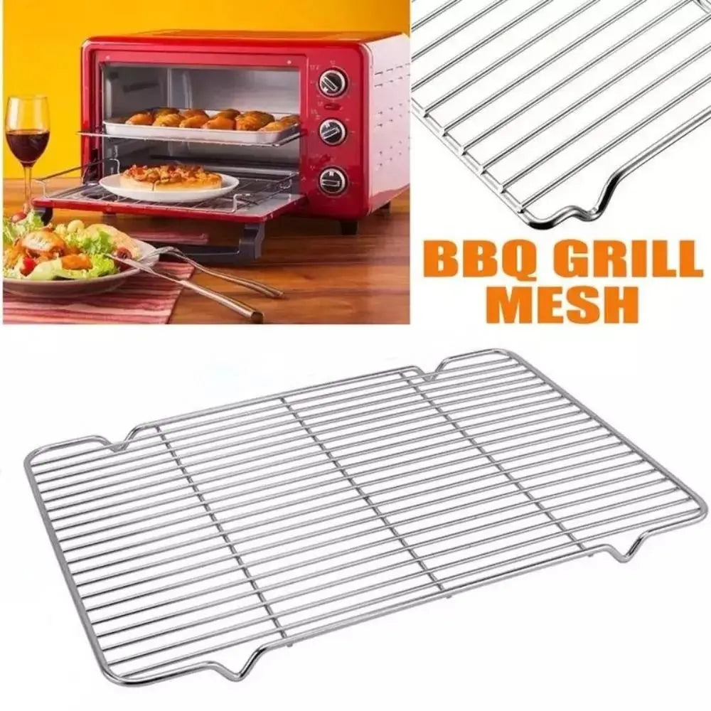 New Stainless Steel Cooling Rack Non-stick Silver Baking Tray Barbecue Cooking Mesh Shelf