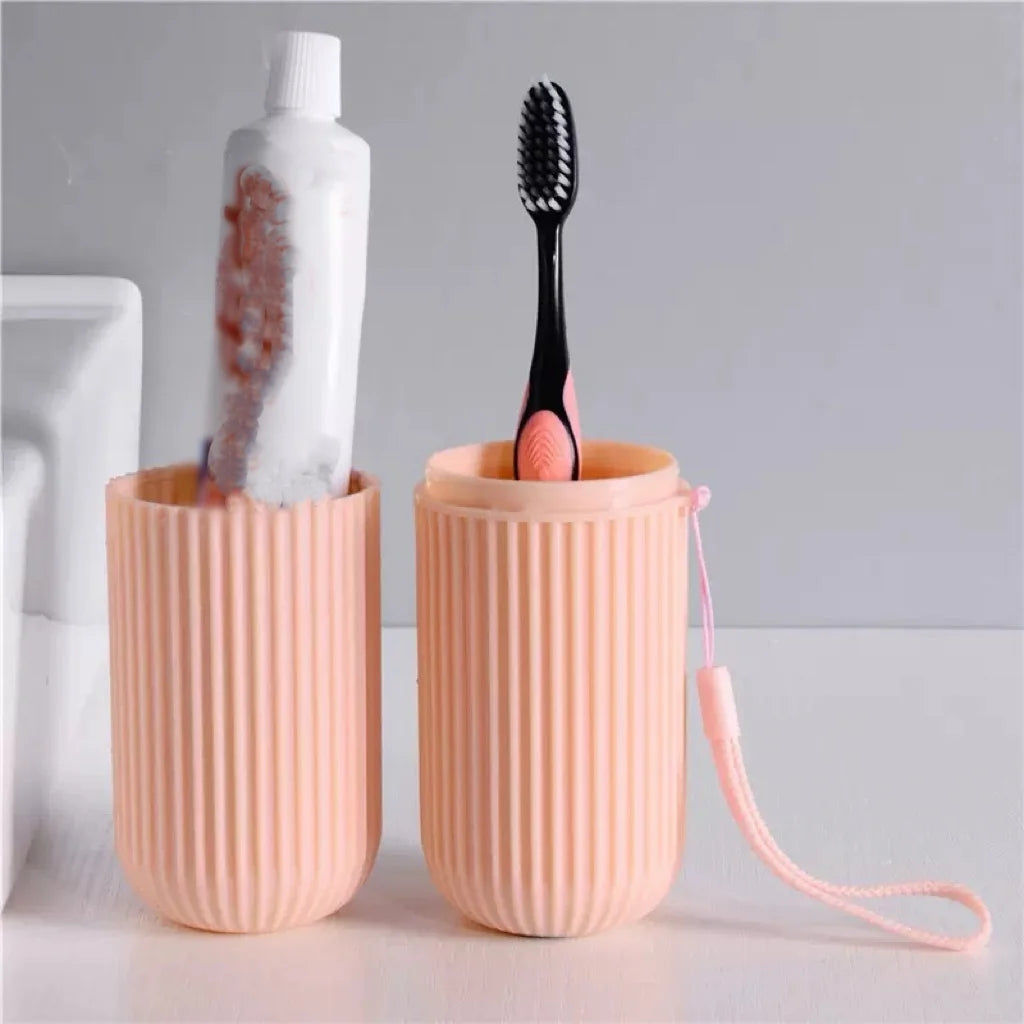 Travel Toothbrush Box Vertical Stripe Portable Mouthwash Cup Brushing Cup Washing Cup Toothware Box Toothpaste Storage Boxes