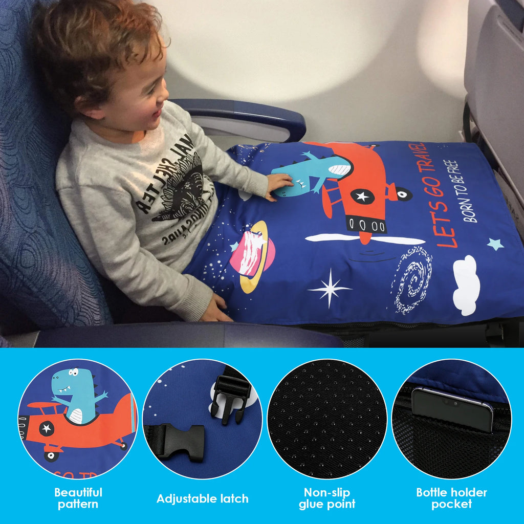 Toddler Travel Airplane Bed with Quilt Portable Children Pedals Beds Breathable Aircraft Hammock Seat Extender Extra Leg Room