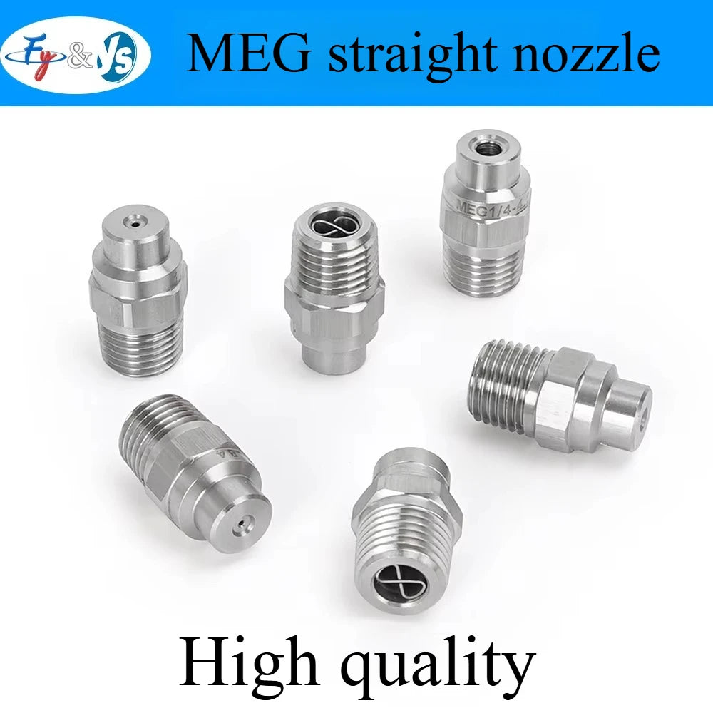 10 Pcs 1/4"MEG Solid Stream Cleaning  Nozzle With Filter Screen, High Pressure Straight Solid Stream , Solid Cone Spray